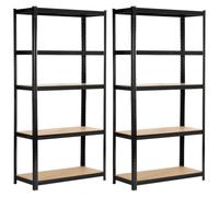 lot de 2 étagères pour charges lourdes Noir 80 cm 10 étagères L80xH40xP180 cm