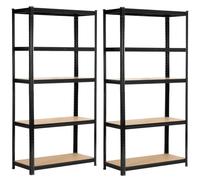 lot de 2 étagères pour charges lourdes Noir 90 cm 5 étagères L90xH40xP180 cm