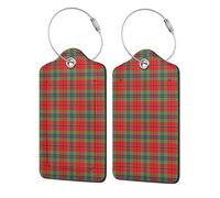 Lot de 2 étiquettes à bagages en cuir PU MacLean of Duart, motif tartan moderne, pour valises, sacs à dos et autres bagages.