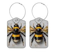 Lot de 2 étiquettes à bagages pour femmes, étiquette d'identification de valise durable, abeille (31)