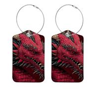 Lot de 2 étiquettes à bagages pour femmes, étiquette d'identification de valise durable, dragon chinois rouge (1)