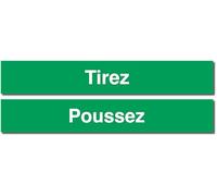 Lot de 2 Étiquettes Adhésives “Poussez/Tirez” - Signalétique Porte - 29 x 4,5 cm - Vinyle Résistant Intérieur/Extérieur - Pose Facile