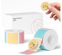 Lot de 2 étiquettes compatibles avec les imprimantes d'étiquettes NIIMBOT B1, B21, B3S, 34 x 34 mm, impression noire sur papier d'étiquetage blanc, 200 étiquettes/par rouleau (multicolore, rond)