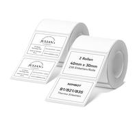 Lot de 2 étiquettes compatibles avec les imprimantes d'étiquettes NIIMBOT B1, B21, B3S, 40 x 30 mm, impression noire sur papier d'étiquetage blanc, 230 étiquettes par rouleau (blanc)