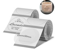 Lot de 2 étiquettes compatibles avec les imprimantes d'étiquettes NIIMBOT B1, B21, B3S, 50 x 50 mm, impression noire sur papier d'étiquetage blanc, 150 étiquettes/par rouleau (transparent, rond)
