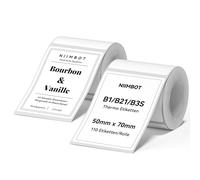 Lot de 2 étiquettes compatibles avec les imprimantes d'étiquettes NIIMBOT B1, B21, B3S, 50 x 70 mm, impression noire sur papier d'étiquetage blanc, 110 étiquettes par rouleau (blanc)