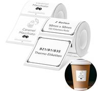 Lot de 2 étiquettes compatibles NIIMBOT B1, B21, B3S, 50 x 50 mm, impression noire sur papier d'étiquetage blanc, 150 étiquettes par rouleau