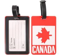 Lot de 2 étiquettes de bagage avec drapeau du Canada - Feuille d'érable - Bannière nationale - Drapeaux - Valise de voyage - Étiquettes de - Étiquettes d'identité pour femmes, hommes