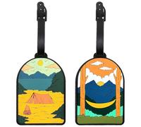 Lot de 2 étiquettes de bagage d'extérieur en silicone avec cartes supplémentaires, étiquettes d'identification de bagages, sacs à main, sacs à dos, étiquettes cadeaux pour femmes et hommes
