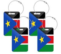 Lot de 2 étiquettes de bagage en acrylique pour bagages de voyage Motif drapeau national du Soudan du Sud