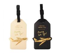 Lot de 2 étiquettes de bagage en cuir pour valises, identifiants de voyage, nom, adresse, tél, cadeaux de voyage pour homme/femme, cadeau de mariage
