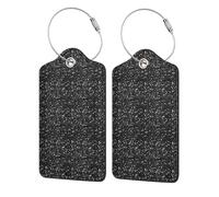 Lot de 2 étiquettes de bagage en cuir PU avec rabat de confidentialité, pour voyage et croisière,Blanc Argent Gris Paillettes Diamant Paillettes