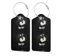 Lot de 2 étiquettes de bagage en cuir PU avec rabat de confidentialité, pour voyage et croisière,Chiot Schnauzer nain