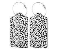 Lot de 2 étiquettes de bagage en cuir PU avec rabat de confidentialité, pour voyage et croisière,Imprimé chien dalmatien tache noire