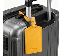 Lot de 2 étiquettes de bagage en polyuréthane avec sangle réglable - Accessoires portables et réutilisables (jaune)