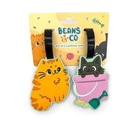 Lot de 2 étiquettes de bagage en PVC à thème Chats Beans & Co - Plaque d'adresse - Valise aérienne chat pour filles et enfants, Puckator