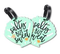 Lot de 2 étiquettes de bagage en PVC avec étiquette nom et adresse Salé mais sucré