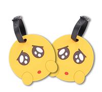 Lot de 2 étiquettes de bagage en PVC avec nom et adresses Smiley V1