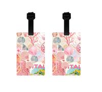Lot de 2 Etiquettes de Bagage en Silicone pour Valise pour Repérer Rapidement et Prévenir La Perte des Sacs et Valises Parfaites pour les voyageurs, Créature sous-marine, fruit, maison
