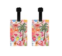 Lot de 2 Etiquettes de Bagage en Silicone pour Valise pour Repérer Rapidement et Prévenir La Perte des Sacs et Valises Parfaites pour les voyageurs, Fruit, cocotier