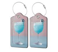 Lot de 2 étiquettes de bagage en verre avec boule disco pour valise, en cuir avec rabat d'intimité, étiquette d'identification et boucle en métal pour homme et femme