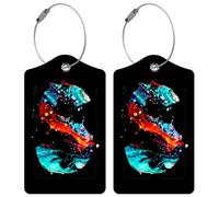 Lot de 2 étiquettes de bagage initiales pour valise, lettres artistiques uniques en cuir, étiquettes d'identification avec boucle en acier durable pour femmes, hommes, enfants, filles, voyage, lettre