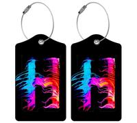 Lot de 2 étiquettes de bagage initiales pour valise, lettres artistiques uniques en cuir, étiquettes d'identification avec boucle en acier durable pour femmes, hommes, enfants, filles, voyage, lettre