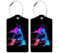 Lot de 2 étiquettes de bagage initiales pour valise, lettres artistiques uniques en cuir, étiquettes d'identification avec boucle en acier durable pour femmes, hommes, enfants, filles, voyage, lettre