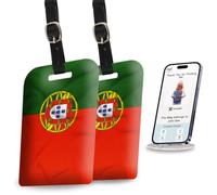 Lot de 2 étiquettes de bagage intelligentes, drapeau du Portugal tag8 | Identification de bagage tendance | Étiquette de valise | Étiquette numérique tendance | Conforme aux normes des compagnies
