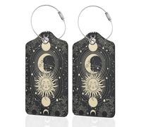 Lot de 2 étiquettes de bagage pour valise, corps céleste mystérieux en cuir avec boucle en acier durable pour femmes, hommes, enfants, filles