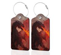 Lot de 2 étiquettes de bagage pour valise, étiquettes d'identification de sac en cuir avec boucle en acier durable pour femmes, hommes, enfants, filles