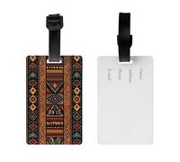 Lot de 2 étiquettes de bagage pour valises - Motif africain traditionnel - Avec protection de l'intimité - Étiquette d'identification pour sacs à main, sac à dos, étiquette de bagage de voyage