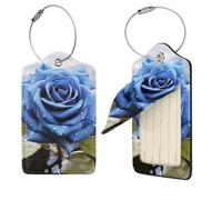 Lot de 2 étiquettes de bagage romantiques en cuir synthétique avec boucle en acier inoxydable et carte d'adresse, étiquettes de bagage, étiquettes de voyage, étiquettes d'identification pour femmes et