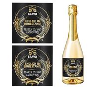 Lot de 2 étiquettes de bouteille de vin pour cadeau de retraite - Cadeau de retraite - Pour femme et homme - Autocollants pour bouteille de vin - Enfin à la retraite - Emballage personnalisé