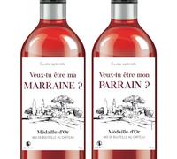 Lot de 2 étiquettes demande en parrain et marraine, autocollant pour bouteille de vin. Idée cadeau originale pour faire votre annonce.