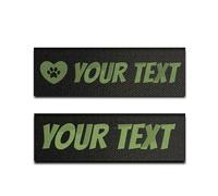 Lot de 2 Étiquettes Phosphorescentes Personnalisables pour Harnais - Plus de Sécurité et Visibilité Lors de Vos Promenades avec Votre Chien - Choisissez Votre Design, Texte, Couleur, Taille et Police