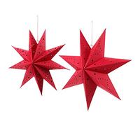 Lot de 2 étoiles de Noël en papier - Ombre rouge - Lanterne en papier - Étoile lumineuse - Ombre décorative - 9 origami - Fête de Noël - Favor 35 cm 45 cm