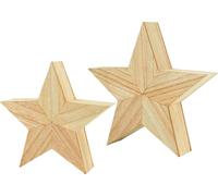lot de 2 étoiles décoratives en bois, naturel - env. 26,5 / 21 cm - étoile en bois à poser