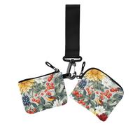 Lot de 2 étuis à cartes de visite pour femme Motif fleur de mûrier rétro avec porte-clés, Peinture à l'huile sens rétro fleur mûrier, 1 size, Décontracté