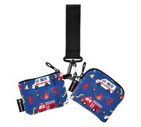 Lot de 2 étuis à cartes minimalistes avec porte-clés pour femmes et filles, ambulance pompier camion pompier, 4.13"(L) x 3.5"(W), Accessoire de voyage