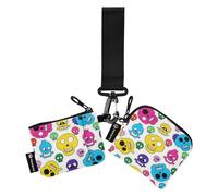 Lot de 2 étuis à cartes pour femme avec motifs de têtes de mort et porte-clés pour un usage quotidien Blanc