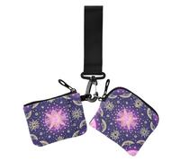 Lot de 2 étuis à cartes pour femme Motif lune mystère bohème Violet, Boho Purple Mystery Moon, 1 size, Décontracté