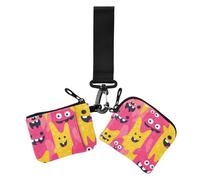 Lot de 2 étuis à cartes pour femme Motif monstres mignons