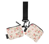 Lot de 2 étuis à cartes pour femme Motif vichy Rose pêche, Vichy rose pêche, 1 size