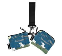 Lot de 2 étuis à cartes pour femme - Taille compacte - Porte-monnaie avec poche zippée - Pour homme et femme, Compter les moutons, 4.13"(L) x 3.5"(W), Accessoire de voyage