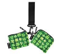 Lot de 2 étuis à cartes St Patrick's Green Clover pour femme - Porte-monnaie de grande capacité avec porte-clés pour homme, Trèfle vert St Patrick, 1 size, Art déco