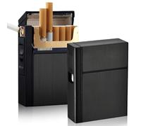 Lot de 2 Étuis à Cigarettes Avec Briquet : Boîte 2 en 1 en Aluminium Avec Briquet Électronique Rechargeable, Distributeur Noir