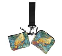 Lot de 2 étuis colorés pour cartes de visite, porte-monnaie avec poche à fermeture éclair pour femme - Motif de caille, dessin animé mignon Mighty Quail coloré, 1 size, Décontracté
