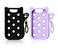 Lot de 2 étuis en silicone pour spray désinfectant pour les mains Touchland Power, accessoire porte-clés tendance en forme de chat avec anneau métallique pivotant à 360°, violet et noir