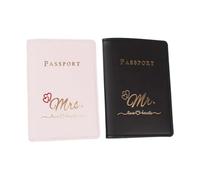 Lot de 2 étuis multifonctions en cuir PU pour passeport - Organiseur de cartes de voyage pour un rangement sécurisé de documents, Rose et noir, Love version, Bohème